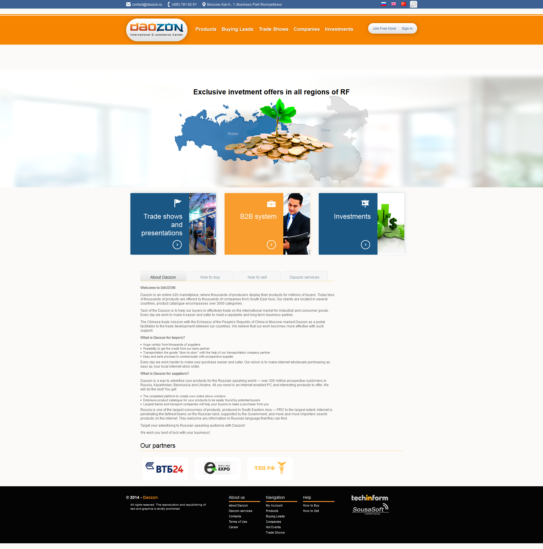 B2b business portal  for companies, buyers and investors